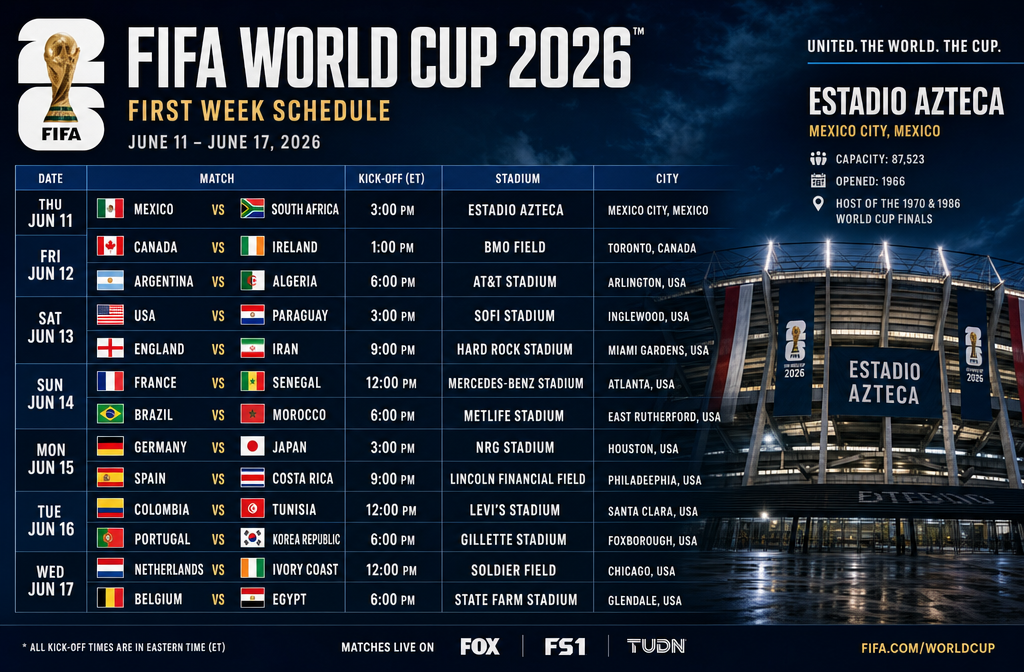 What Teams Play in the Opening Matches of the World Cup Schedule First Week
